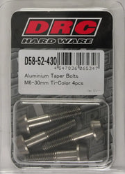 DRC Aluminum Taper Bolts Titanium M6x30mm 4/Pk for Powersports