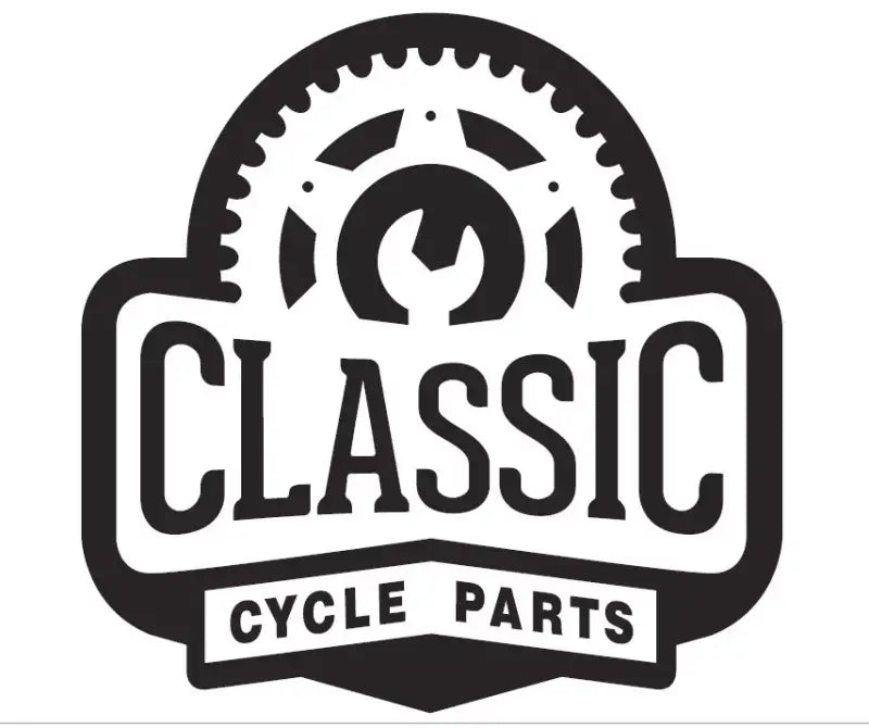 Classic Cycle Parts logo in black and white with a wrench inside a gear.