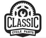 Classic Cycle Parts logo in black and white with a wrench inside a gear.