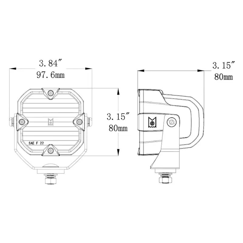Driving/ Fog Light LED Bulb; 4 Cree XLamp XP-P LED; 3 Inch Cube; Fog Beam; 2800 Lumens; Clear/ Amber Polycarbonate Lens; Powder Coated Black Cast Aluminum Housing; Flush Mount; Set Of 2; With 2 Amber Driving Lenses/ 2 Clear Hybrid Lenses/ 2 Amber Hybrid L - RV and Auto Parts
