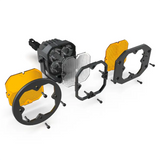 Driving/ Fog Light LED Bulb; 4 Cree XLamp XP-P LED; 3 Inch Cube; Fog Beam; 2800 Lumens; Clear/ Amber Polycarbonate Lens; Powder Coated Black Cast Aluminum Housing; Flush Mount; Set Of 2; With 2 Amber Driving Lenses/ 2 Clear Hybrid Lenses/ 2 Amber Hybrid L - RV and Auto Parts