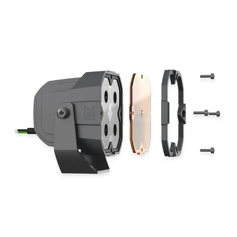 Driving/ Fog Light LED Bulb; 4 Cree XLamp XP-P LED; 3 Inch Cube; Fog Beam; 2800 Lumens; Clear/ Amber Polycarbonate Lens; Powder Coated Black Cast Aluminum Housing; Flush Mount; Set Of 2; With 2 Amber Driving Lenses/ 2 Clear Hybrid Lenses/ 2 Amber Hybrid L - RV and Auto Parts