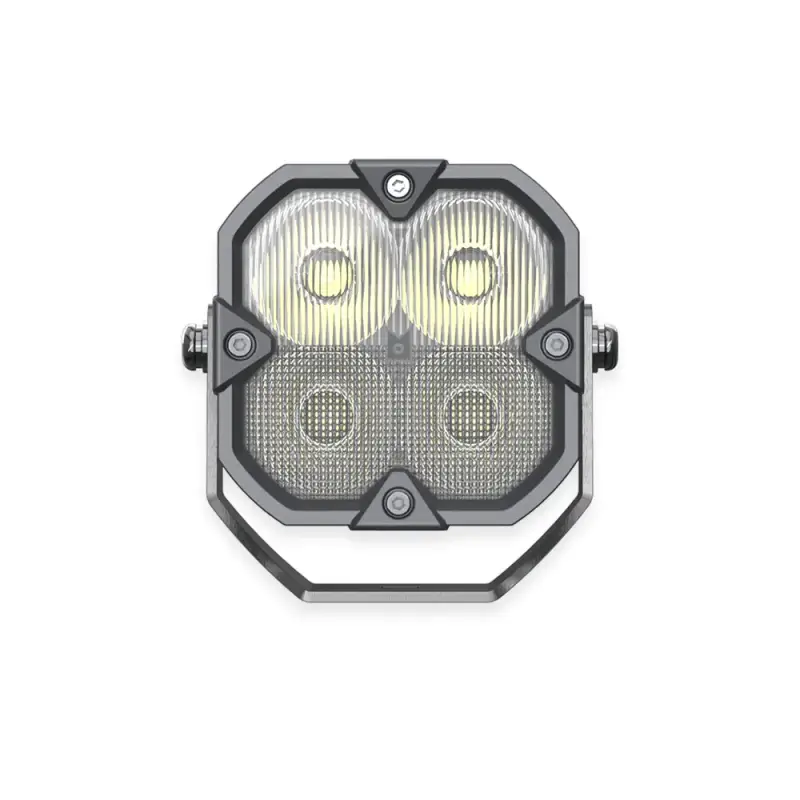 Driving/ Fog Light LED Bulb; 4 Cree XLamp XP-P LED; 3 Inch Cube; Fog Beam; 2800 Lumens; Clear/ Amber Polycarbonate Lens; Powder Coated Black Cast Aluminum Housing; Flush Mount; Set Of 2; With 2 Amber Driving Lenses/ 2 Clear Hybrid Lenses/ 2 Amber Hybrid L - RV and Auto Parts
