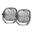 Driving/ Fog Light LED Bulb; 4 Cree XLamp XP-P LED; 3 Inch Cube; Fog Beam; 2800 Lumens; Clear/ Amber Polycarbonate Lens; Powder Coated Black Cast Aluminum Housing; Flush Mount; Set Of 2; With 2 Amber Driving Lenses/ 2 Clear Hybrid Lenses/ 2 Amber Hybrid L - RV and Auto Parts