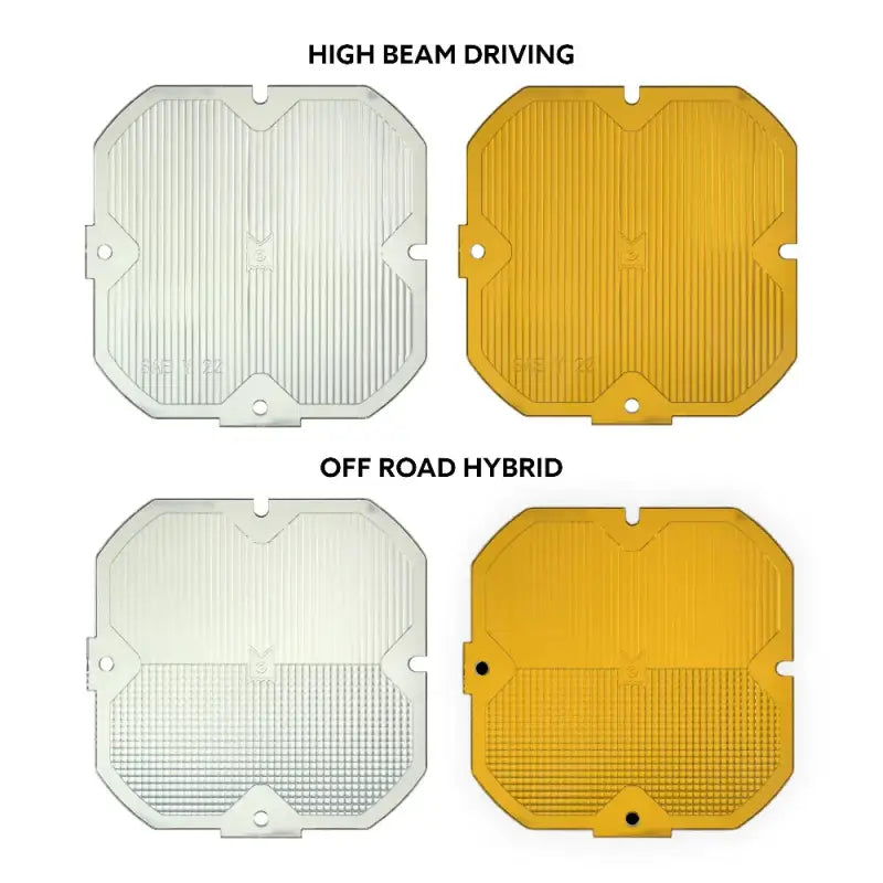 Driving/ Fog Light LED Bulb; 4 Cree XLamp XP-P LED; 3 Inch Cube; Fog Beam; 2800 Lumens; Clear/ Amber Polycarbonate Lens; Powder Coated Black Cast Aluminum Housing; Flush Mount; Set Of 2; With 2 Amber Driving Lenses/ 2 Clear Hybrid Lenses/ 2 Amber Hybrid L - RV and Auto Parts