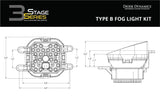 Technical drawing of Type B fog light kit with dimensions for driving fog light LED setup