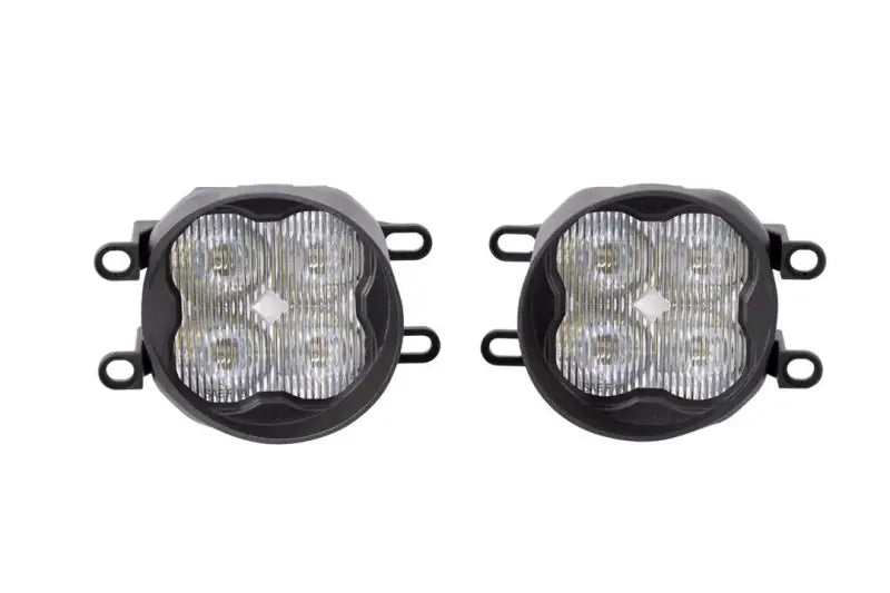 Pair of black LED fog lights with clear 3-inch round lens for off-road or street use