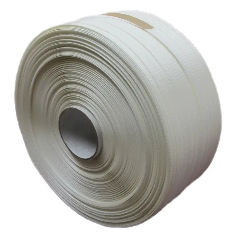Rolled white packing tape for DS-500HD Heavy-Duty Cord Strapp packaging and sealing