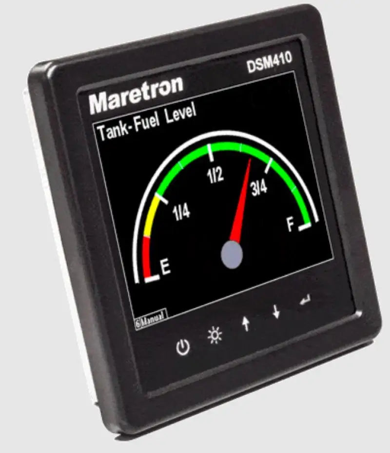 Electronic fuel level gauge on DSM410-01 Maretron instrument display for accurate readings