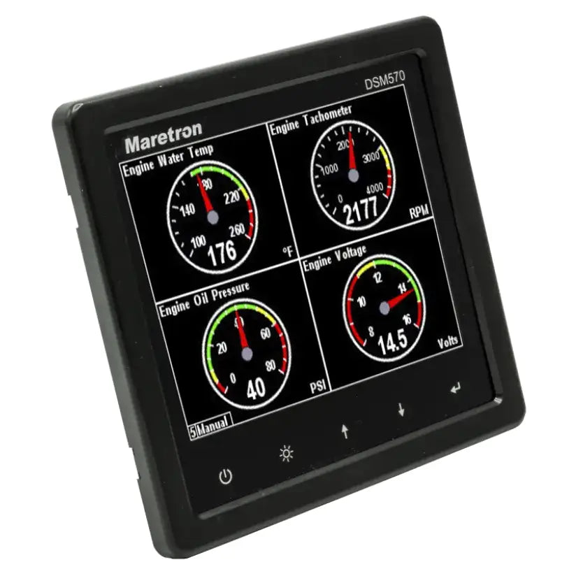 Digital engine monitoring display on Maretron DSM570-01 bright color display with high brightness
