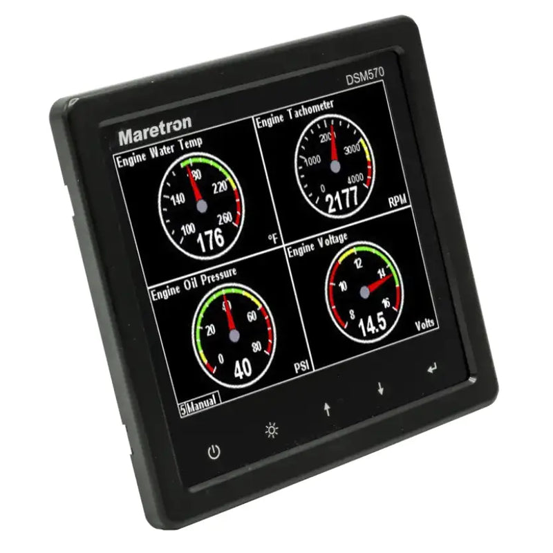 Digital engine monitoring display on Maretron DSM570-01 bright color display with high brightness