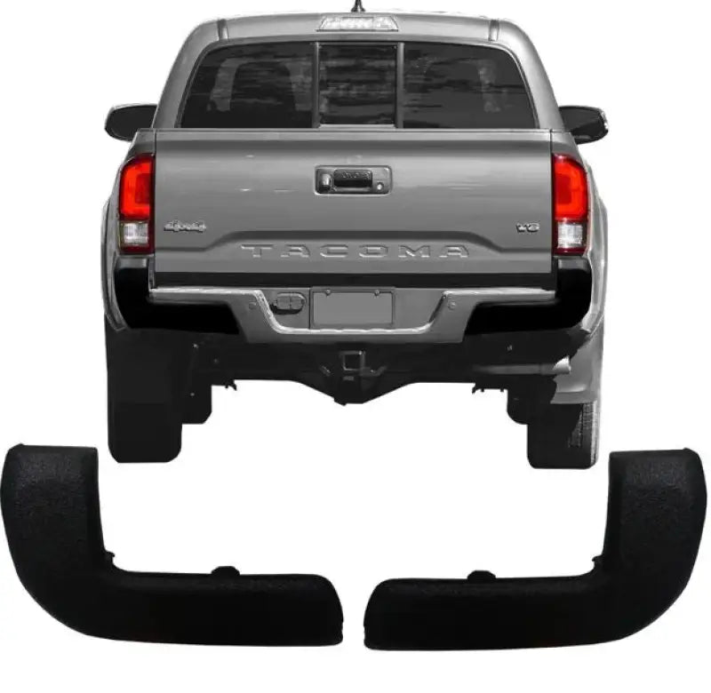 Gray Toyota Tacoma with black bumper end caps featuring DT1013 Ecoological bed-lined bumper overlay