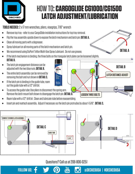 CargoGlide latch adjustment guide for DT4 Decked Toyota Tundra 2022+ truck bed