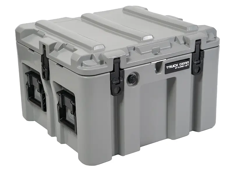 Gray hard-sided storage case with black latches for Durable Truck Gear STRCS80 TGR