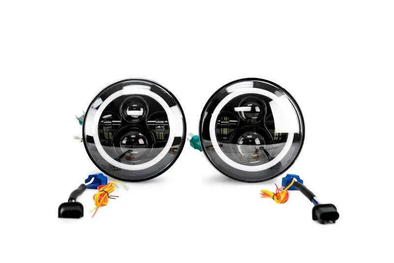 DV8 Offroad 07-18 Jeep Wrangler JK LED Projector Headlights w/ Angel Eyes 