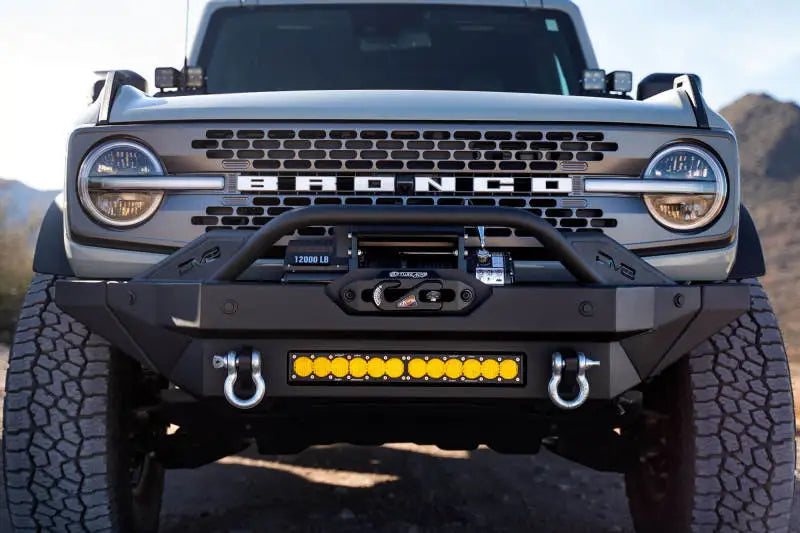 DV8 Offroad 2021+ Ford Bronco Modular Front Bumper with Winch and Auxiliary Light Mounts