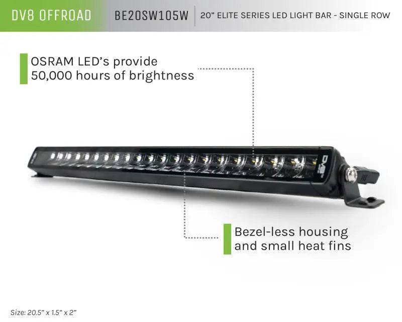 DV8 Offroad 20in Elite Series Light Bar 105W LED - Single Row - Truck & Automotive