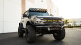 DV8 Offroad 21-23 Ford Bronco Spec Series Front Bumper with winch mount, tubular bull bar, and light mounts
