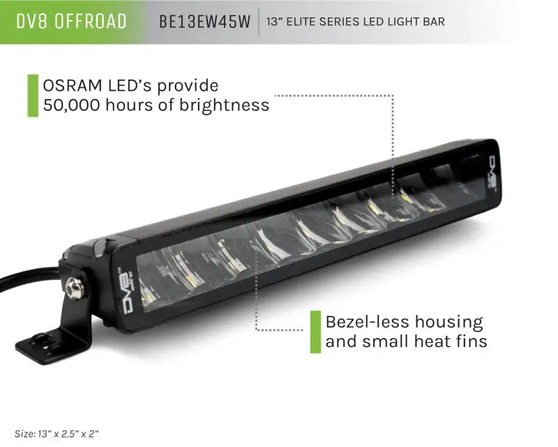 DV8 Offroad Elite Series 13in Light Bar 45W Flood/Spot LED - Truck & Automotive