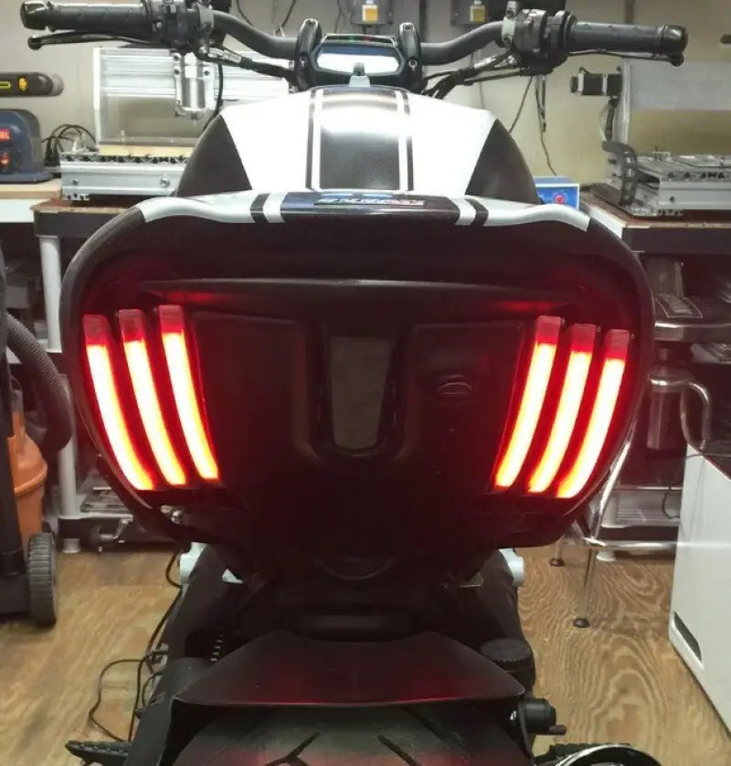 Motorcycle with eye-catching rear led turn signals and distinctive LED taillight design
