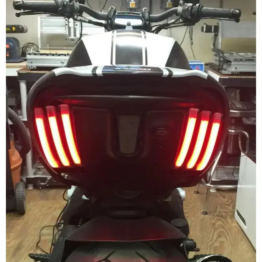 Motorcycle with eye-catching rear led turn signals and distinctive LED taillight design