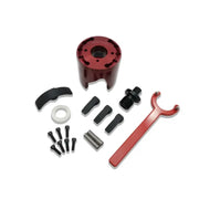 Red metal cylinder with assorted hardware for Can-Am Maverick pdrive clutch arm upgrade