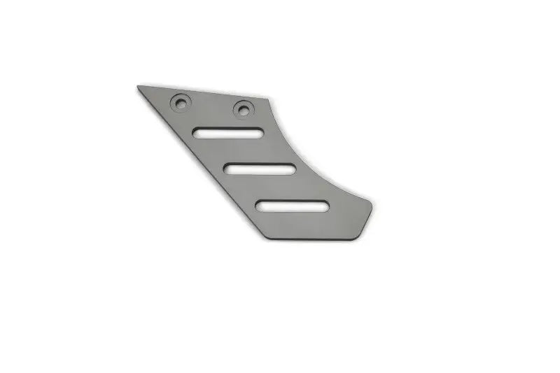 Gray metal Pan America chain guard with slots and holes for Dynojet Pan America