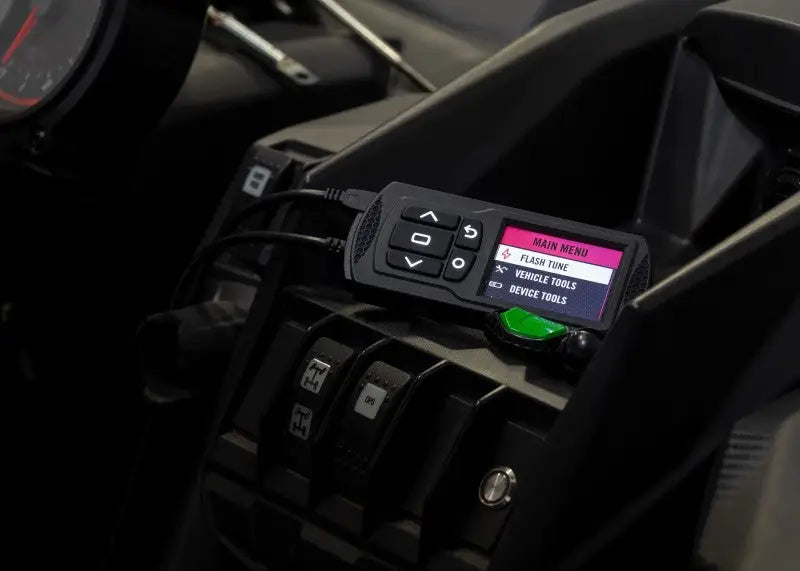 Dynojet Power Vision 3 device with color display and controls for Maverick Trail Sport