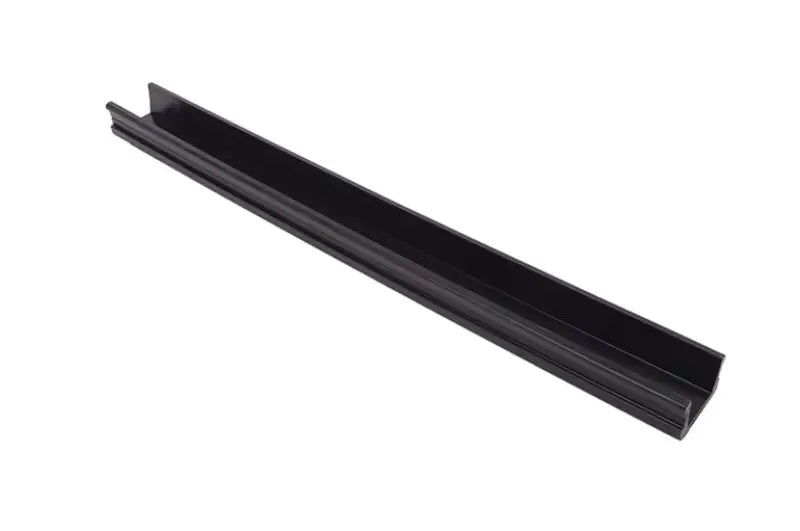 Black U-shaped channel for truck bed rubber trim and bed board installation