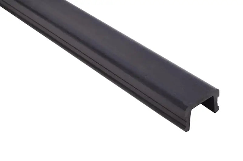 Dark gray U-shaped rubber trim for truck bed board in DZ42 Dee Zee bed