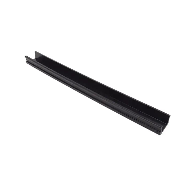 Black U-shaped channel for truck bed rubber trim and bed board installation
