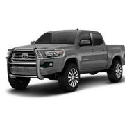 Gray Toyota Tacoma pickup with E0029S Trailfx grille guard for extra protection