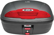 E450NA Simply II top case in gray with red reflector, part of Monolock Series hard luggage