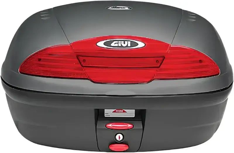 E450NA Simply II top case in gray with red reflector, part of Monolock Series hard luggage