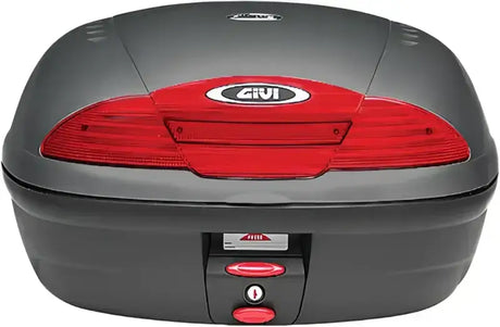 E450NA Simply II top case in gray with red reflector, part of Monolock Series hard luggage
