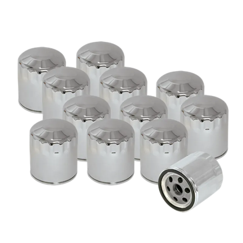 S&S Cycle Shovelhead Models Oil Filters - Chrome - 12 Pack for enhanced motorcycle performance and style.