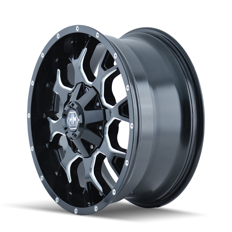 Mayhem 8015-2937M18 Mayhem 8015 Warrior 20x9 / 6x135 BP / 18mm Offset / 106mm Hub Black w/ Milled Spokes Wheel