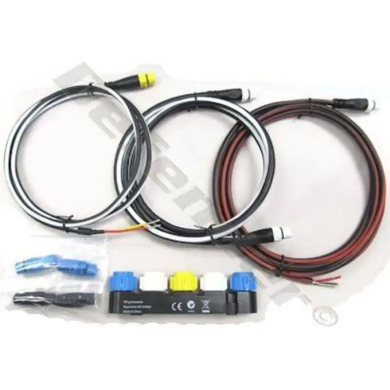 Raymarine E70196 VHF NMEA0183 to SeaTalk NG Converter Kit with cables and connectors for seamless marine communication integration.