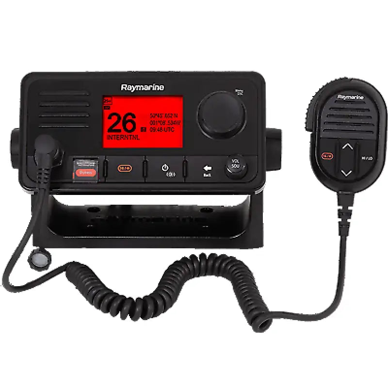 Black marine VHF radio with microphone from E70517 Raymarine Vhf Ray73 W/Ais Gps Hailer