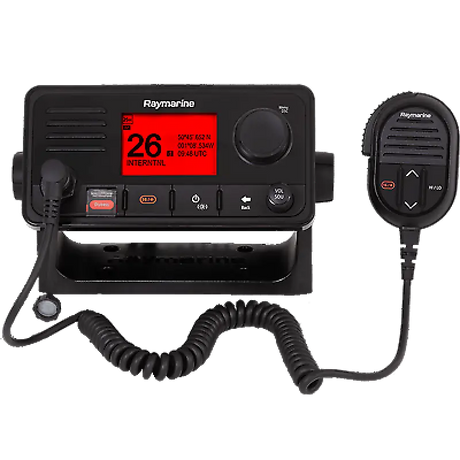 Black marine VHF radio with microphone from E70517 Raymarine Vhf Ray73 W/Ais Gps Hailer