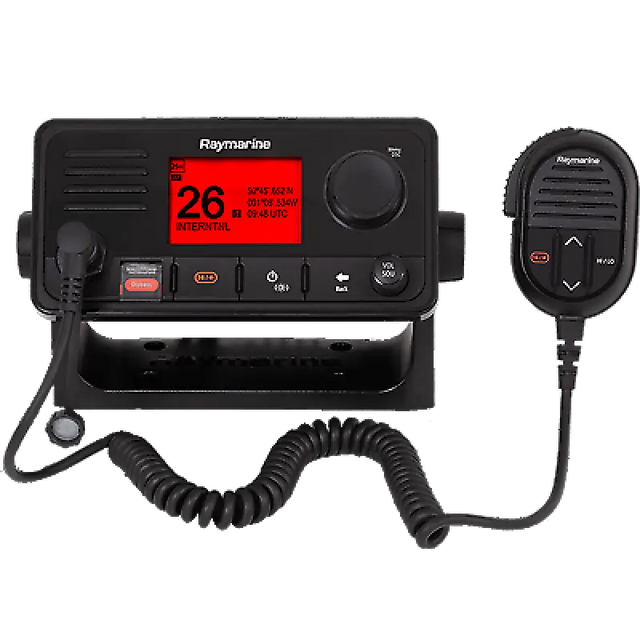 Black marine VHF radio with microphone from E70517 Raymarine Vhf Ray73 W/Ais Gps Hailer