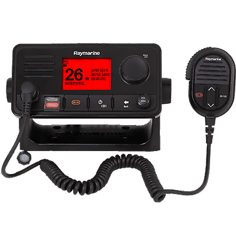 Black marine VHF radio with microphone from E70517 Raymarine Vhf Ray73 W/Ais Gps Hailer