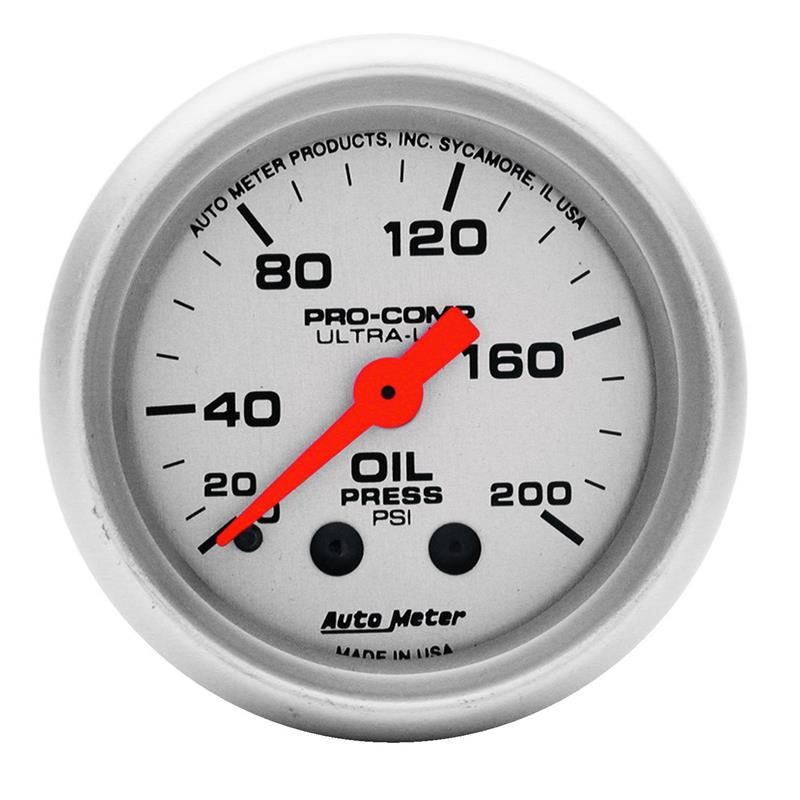 AutoMeter 4322 Autometer Ultra-Lite 52mm 0-200 PSI Mechanical Oil Pressure Gauge - 4322