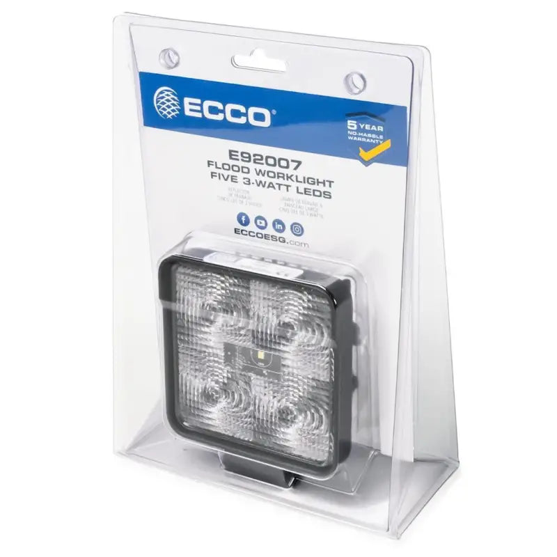 E92007-CS Ecco Elect Worklamp: Led (5) Flood Beam Squa - Work Light