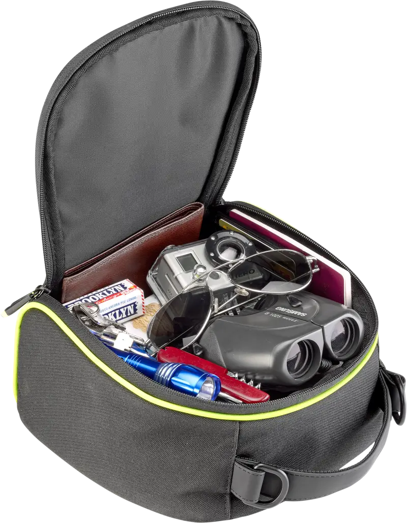 Open EA144 Tanklock Tankbag with contents inside showcasing its practicality