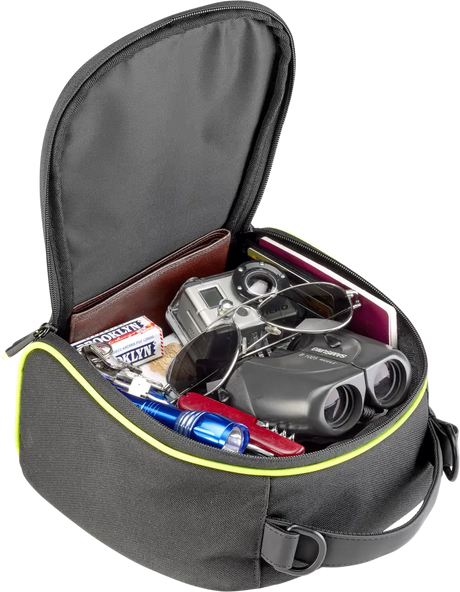 Open EA144 Tanklock Tankbag with contents inside showcasing its practicality