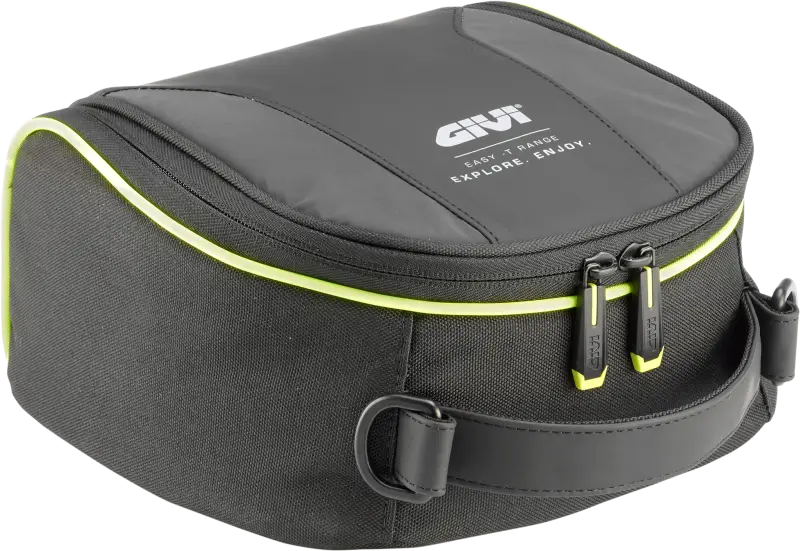 Black and gray motorbike tank bag with neon green accents - EA144 Tanklock Tankbag