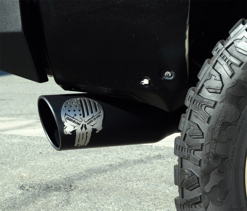 Gibson 76-0029 Gibson 14-15 GMC Sierra 1500 SLT 5.3L 4in Patriot Skull Series Cat-Back Single Exhaust - Stainless