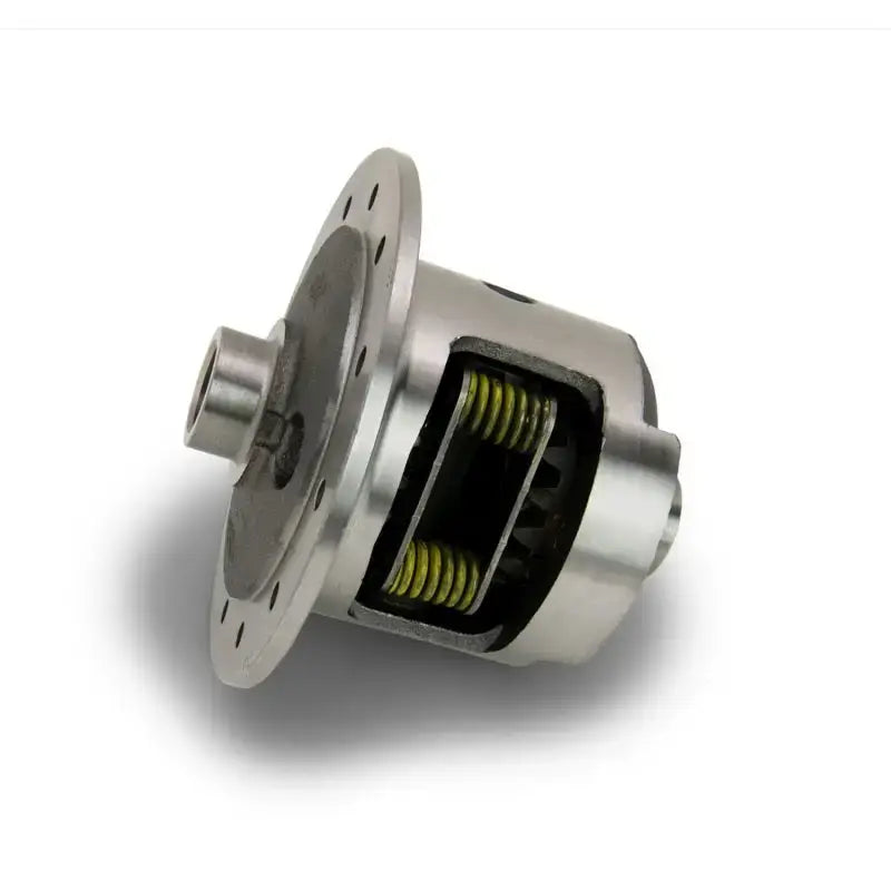 Silver automotive differential with visible gears and springs.