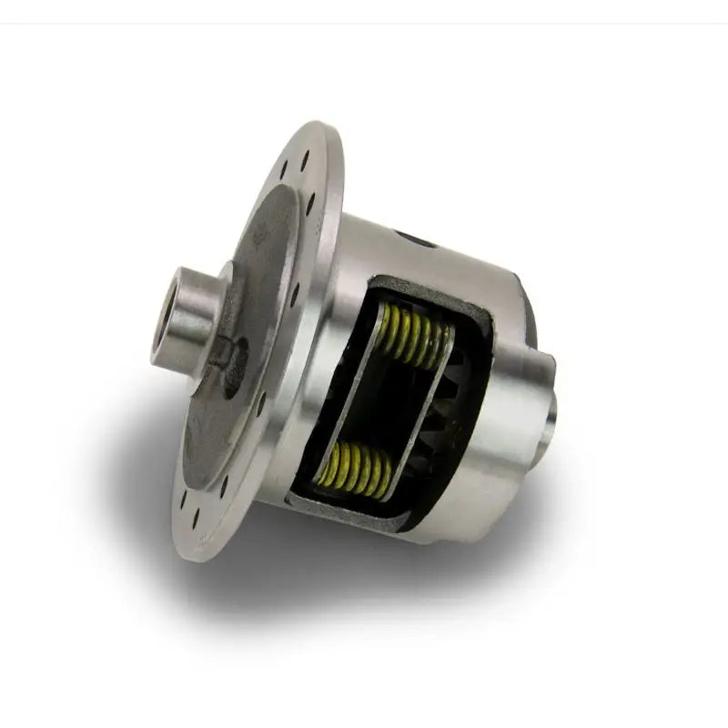 Silver automotive differential with visible gears and springs.